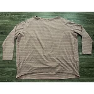 Lululemon Back In Action Long Sleeve Short Serve Stripe HeatherSpiced Chai White